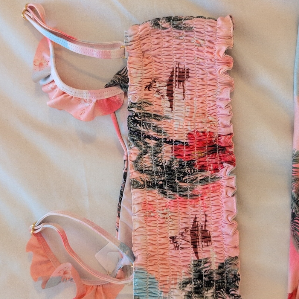 Agua Bendita Pink Floral Bikini Top and bottom - Picture 3 of 4